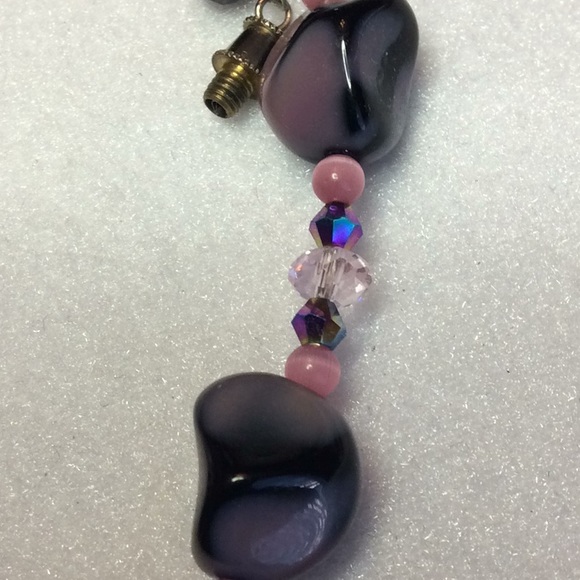 FINAL SALE PRICE Pink & Black Beaded Necklace and Earring Set - Picture 3 of 6